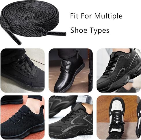 3 Pairs Flat Shoe Laces for Sneakers, 47 Inch Shoe Strings for Athletic Shoes and Casual Shoes, Black in Kuwait