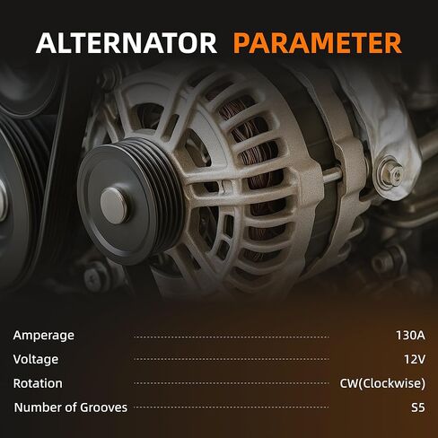 13535009 مولد كهربائي 12 فولت 130 أمبير متوافق مع شيفروليه إكوينوكس 2018-2024 1.5 لتر وجي إم سي تيرين 2018-2024 1.5 لتر، بديل 13517759 13513070 13583100 in Kuwait
