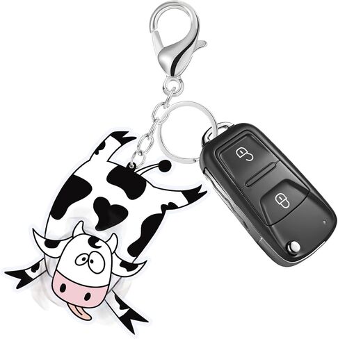 SuperKaKa Car Rotating Cow Head Keychain, Cute Acrylic Animal Stress Relief Key Ring in Saudi Arabia