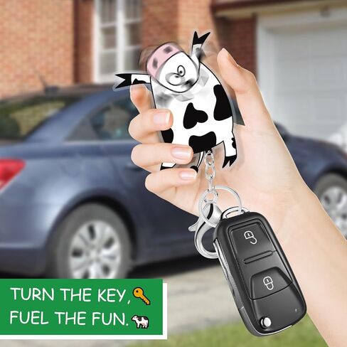 SuperKaKa Car Rotating Cow Head Keychain, Cute Acrylic Animal Stress Relief Key Ring in Saudi Arabia