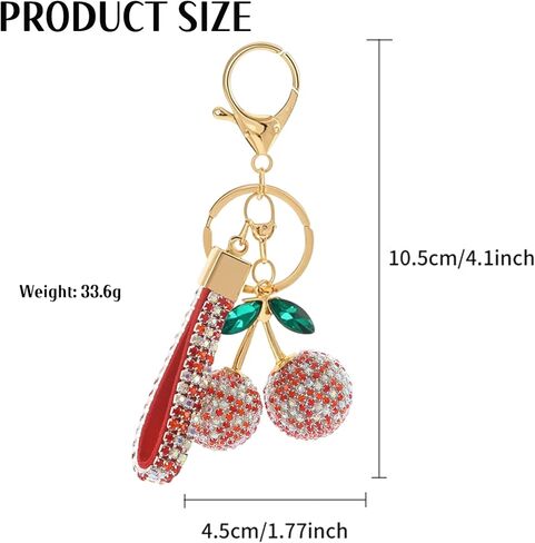 Keychain Cherry Bag Charms Purse- Car Key Accessories Bling Stuff Gifts for Women Girls Bag Backpack in Saudi Arabia