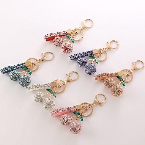 Keychain Cherry Bag Charms Purse- Car Key Accessories Bling Stuff Gifts for Women Girls Bag Backpack in Saudi Arabia
