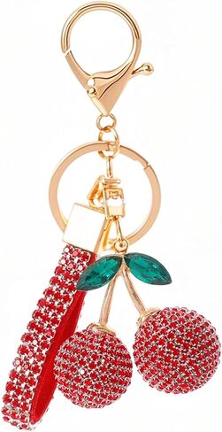 Keychain Cherry Bag Charms Purse- Car Key Accessories Bling Stuff Gifts for Women Girls Bag Backpack in Saudi Arabia