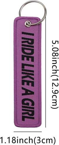 Pinstant I Ride Like A Girl Power Women's Rights Feminist Feminism Anti-Sexism Strong Woman Smash Patriarchy Racing Motorcycle Motorbike Biking Biker Ride Riding Race Keychain Key Tag Chain Fob Ring in Kuwait