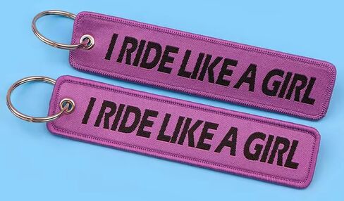 Pinstant I Ride Like A Girl Power Women's Rights Feminist Feminism Anti-Sexism Strong Woman Smash Patriarchy Racing Motorcycle Motorbike Biking Biker Ride Riding Race Keychain Key Tag Chain Fob Ring in Kuwait