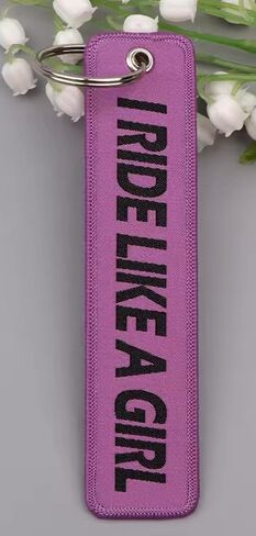 Pinstant I Ride Like A Girl Power Women's Rights Feminist Feminism Anti-Sexism Strong Woman Smash Patriarchy Racing Motorcycle Motorbike Biking Biker Ride Riding Race Keychain Key Tag Chain Fob Ring in Kuwait