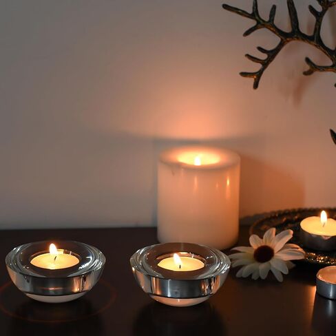 Kitcom Crystal Tealight Candle Holders for Tabletop Home Decor W2.8'' X H1.2'', Comes with Gifed Box(Pack of 2) in Kuwait