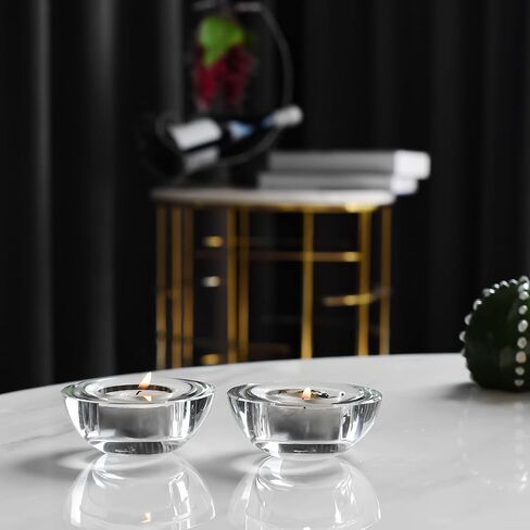 Kitcom Crystal Tealight Candle Holders for Tabletop Home Decor W2.8'' X H1.2'', Comes with Gifed Box(Pack of 2) in Kuwait