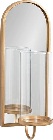 Kate and Laurel Ezerin Arched Mirror Wall Sconce, 6 x 5 x 16, Gold, Modern Decorative Wall Sconce Candle Holder in Saudi Arabia