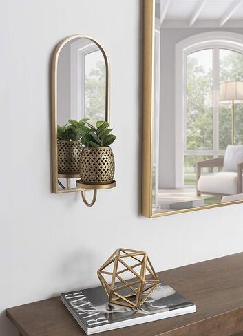 Kate and Laurel Ezerin Arched Mirror Wall Sconce, 6 x 5 x 16, Gold, Modern Decorative Wall Sconce Candle Holder in Saudi Arabia