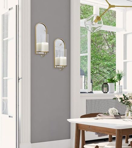 Kate and Laurel Ezerin Arched Mirror Wall Sconce, 6 x 5 x 16, Gold, Modern Decorative Wall Sconce Candle Holder in Saudi Arabia