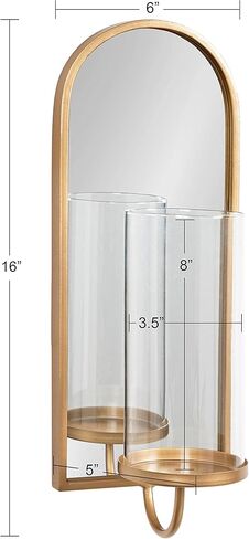 Kate and Laurel Ezerin Arched Mirror Wall Sconce, 6 x 5 x 16, Gold, Modern Decorative Wall Sconce Candle Holder in Saudi Arabia