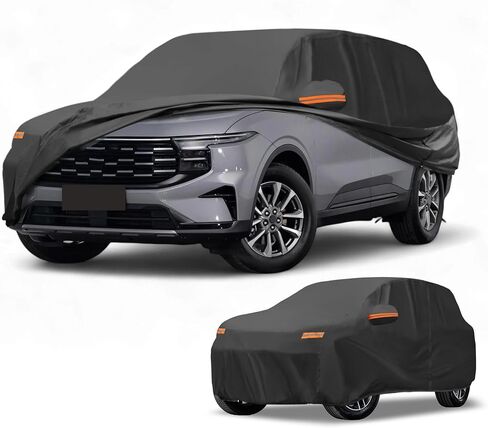 Car Cover Waterproof All Weather Sun Rain Protection Full Exterior Cover for Ford Edge 190T-PU Black with Left Side Zippers in Saudi Arabia