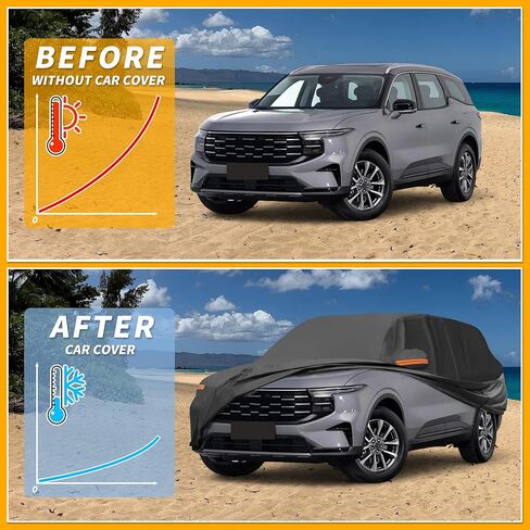 Car Cover Waterproof All Weather Sun Rain Protection Full Exterior Cover for Ford Edge 190T-PU Black with Left Side Zippers in Saudi Arabia