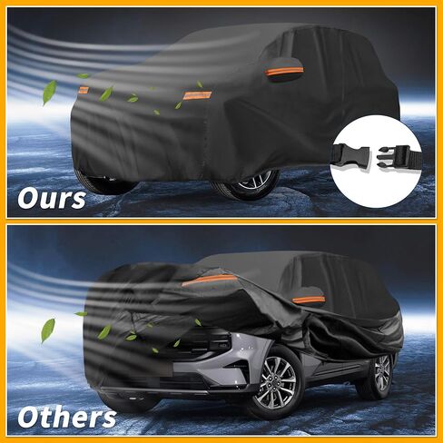 Car Cover Waterproof All Weather Sun Rain Protection Full Exterior Cover for Ford Edge 190T-PU Black with Left Side Zippers in Saudi Arabia
