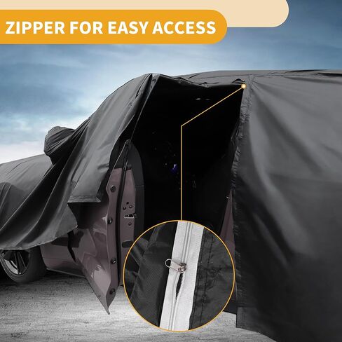 Car Cover Waterproof All Weather Sun Rain Protection Full Exterior Cover for Ford Edge 190T-PU Black with Left Side Zippers in Saudi Arabia