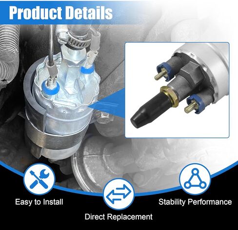 Electric Fuel Pump 0580254911 Replacement for Mercedes-Benz 190E 260E 300CE 300E 300SE 300SL 300TE 400E 400SE 400SEL 500E 500SEC EFI Electric External In Line Fuel Pump With Install Kit 0020918801 in Saudi Arabia