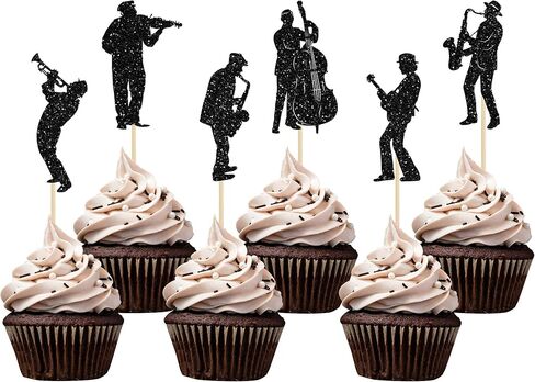 Gyufise 24pcs ملاحظات الموسيقى ملاحظات كب كيك أعلى الأقطار اللامعة الرمز الموسيقي cupcake اختيارات لموسيقى الروك الموسيقية الموسيقية الطفل دش زفاف عيد ميلاد الزخارف الكعكة اللوازم ملونة in Kuwait