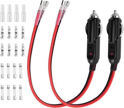 2 Pack 12V Cigarette Lighter Plug with LED Indicator & 15A Fuse,16AWG 60W 24/12V Plug Connector Replacement,Universal Cigarette Lighter Male Plugs for Car Vacuum/Tire Inflator in Kuwait