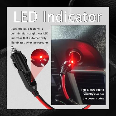 2 Pack 12V Cigarette Lighter Plug with LED Indicator & 15A Fuse,16AWG 60W 24/12V Plug Connector Replacement,Universal Cigarette Lighter Male Plugs for Car Vacuum/Tire Inflator in Kuwait