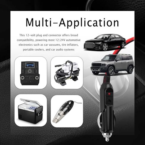 2 Pack 12V Cigarette Lighter Plug with LED Indicator & 15A Fuse,16AWG 60W 24/12V Plug Connector Replacement,Universal Cigarette Lighter Male Plugs for Car Vacuum/Tire Inflator in Kuwait