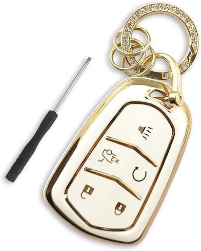 5-Buttons Key Fob Cover for Cadillac ATS CTS CT6 XT5 SRX STS Escalade Premium Soft TPU Car Key Case Shell Protector in Kuwait