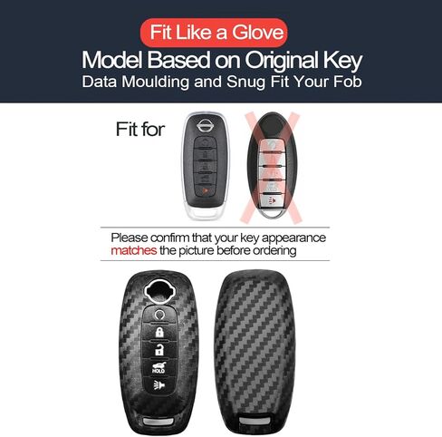 2pcs Compatible with Nissan Key Fob Cover Case Key Chain fit for Nissan Rogue Sentra Pathfinder Versa Accessories Shell Holder Carbon Fiber Black in Saudi Arabia
