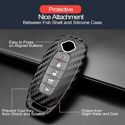 2pcs Compatible with Nissan Key Fob Cover Case Key Chain fit for Nissan Rogue Sentra Pathfinder Versa Accessories Shell Holder Carbon Fiber Black in Saudi Arabia