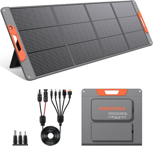 لوحة شمسية محمولة 200 واط لمحطة الطاقة EF/Jackery/Bluetti/Anker، كفاءة 25% ETFE لوحة شمسية قابلة للطي خفيفة الوزن، QC3.0، النوع C 65 وات، مخرج MC4، IP67، للتخييم في الهواء الطلق، RV in Kuwait