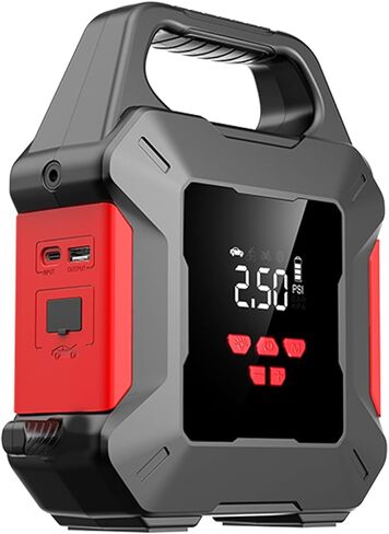 10000 أمبير 26800 مللي أمبير في الساعة، حزمة طاقة محمولة 12 فولت 160 رطل لكل بوصة مربعة مع شاشة LED وكابلات ذكية، ضاغط هواء، حزمة بطارية مصابيح LED لجميع السيارات والشاحنات وسيارات الدفع الرباعي والقوارب والمركبات الترفيهية ومحركات الديزل 10 لتر in Kuwait