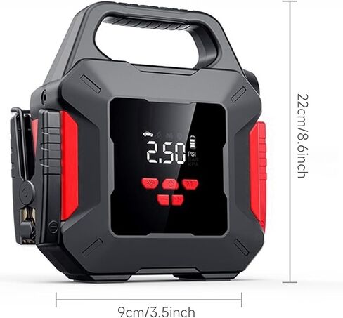 10000 أمبير 26800 مللي أمبير في الساعة، حزمة طاقة محمولة 12 فولت 160 رطل لكل بوصة مربعة مع شاشة LED وكابلات ذكية، ضاغط هواء، حزمة بطارية مصابيح LED لجميع السيارات والشاحنات وسيارات الدفع الرباعي والقوارب والمركبات الترفيهية ومحركات الديزل 10 لتر in Kuwait