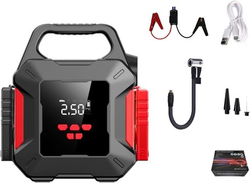 10000 أمبير 26800 مللي أمبير في الساعة، حزمة طاقة محمولة 12 فولت 160 رطل لكل بوصة مربعة مع شاشة LED وكابلات ذكية، ضاغط هواء، حزمة بطارية مصابيح LED لجميع السيارات والشاحنات وسيارات الدفع الرباعي والقوارب والمركبات الترفيهية ومحركات الديزل 10 لتر in Kuwait