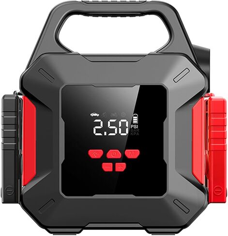 10000 أمبير 26800 مللي أمبير في الساعة، حزمة طاقة محمولة 12 فولت 160 رطل لكل بوصة مربعة مع شاشة LED وكابلات ذكية، ضاغط هواء، حزمة بطارية مصابيح LED لجميع السيارات والشاحنات وسيارات الدفع الرباعي والقوارب والمركبات الترفيهية ومحركات الديزل 10 لتر in Kuwait