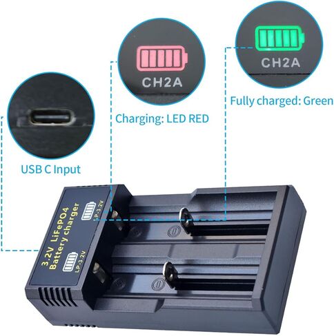 Shockli AA 3.2V Rechargeable Solar Battery with LiFePO4 Charger, AA 3.2 Volt LiFePO4 Solar Battery (4-Pack) for Panel Outdoor Garden Lights in Kuwait