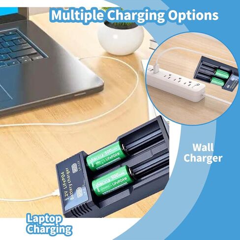 Shockli AA 3.2V Rechargeable Solar Battery with LiFePO4 Charger, AA 3.2 Volt LiFePO4 Solar Battery (4-Pack) for Panel Outdoor Garden Lights in Kuwait