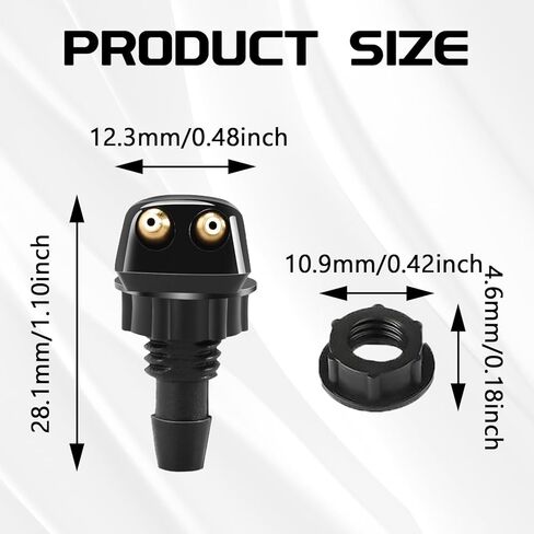 2PCS Windshield Washer Nozzle, Windshield Wiper Sprayer Nozzle Jet Kit, Universal Straight Column Wiper Sprayer Nozzles, Auto Squirter Replacement for Cars SUVs Trucks Accessories in Kuwait