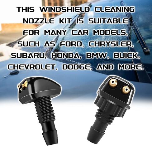2PCS Windshield Washer Nozzle, Windshield Wiper Sprayer Nozzle Jet Kit, Universal Straight Column Wiper Sprayer Nozzles, Auto Squirter Replacement for Cars SUVs Trucks Accessories in Kuwait