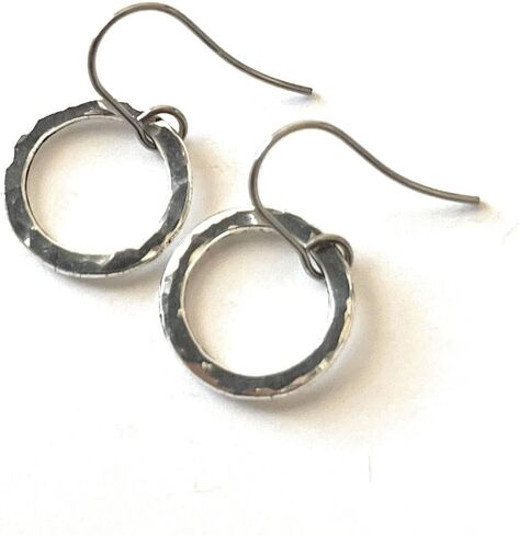 Hammered Antique Silver Hoop Earrings in Saudi Arabia