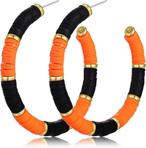 Game Day Earrings Football Baseball Earrings for Women Sports Team Heishi Hoop Earring Football Accessories Outfits Cheer Mom Essentials Fall Sports Must Haves Cheer Gifts in Saudi Arabia
