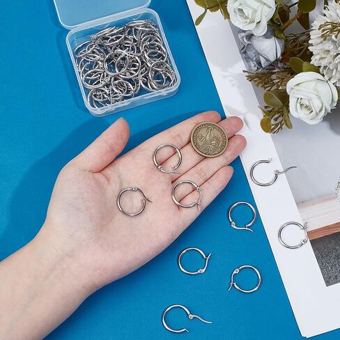 PH PandaHall 30 Pairs Stainless Steel Hoop Earrings for Women Platinum Dangle Earrings Set Jewelry Accessories 19-21mm for Daily Wear Party Christmas Mother's Day Gift Decor in Saudi Arabia