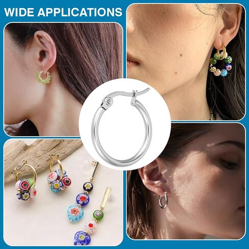 PH PandaHall 30 Pairs Stainless Steel Hoop Earrings for Women Platinum Dangle Earrings Set Jewelry Accessories 19-21mm for Daily Wear Party Christmas Mother's Day Gift Decor in Saudi Arabia