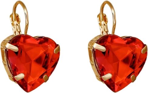 Heart Earrings for Women Trendy Love Crystal Purple Pink Green Dangling Cubic Zirconia Hoop Earrings Bling Holiday Jewelry Gifts in Saudi Arabia