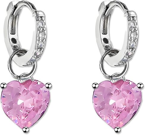 Heart Earrings for Women Trendy Love Crystal Purple Pink Green Dangling Cubic Zirconia Hoop Earrings Bling Holiday Jewelry Gifts in Saudi Arabia