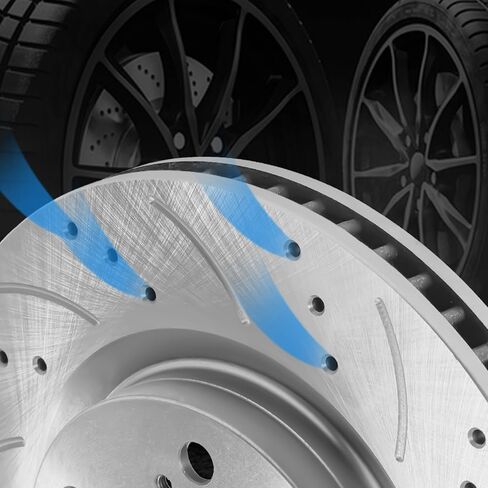 دوارات الفرامل الأمامية المحفورة والمشقوقة مقاس 11.65 بوصة مع وسادات الفرامل السيراميكية البديلة لتويوتا أفالون كامري 2007-2018 مجموعات الفرامل الخلفية القرصية المتوافقة مع LEXUS ES300H 2007-2018 in Kuwait