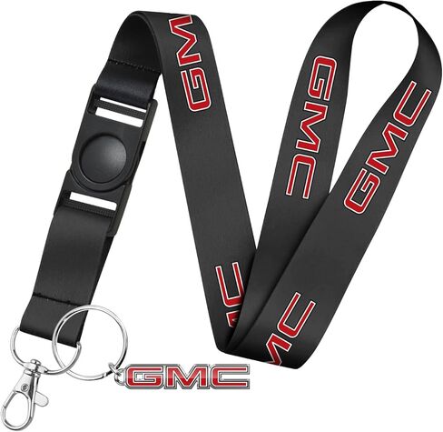iPick Image for GMC in Red Logo Die-Cut Metal Key Chain Key-Charm with Black Lanyard Strap, Exclsive Official Licensed Product in Saudi Arabia