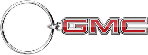 iPick Image for GMC in Red Logo Die-Cut Metal Key Chain Key-Charm with Black Lanyard Strap, Exclsive Official Licensed Product in Saudi Arabia
