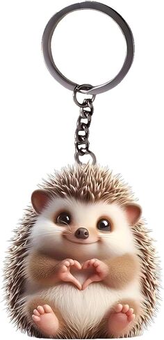 Acrylic Heart Hedgehog Keychain - Cute Hedgehog Making Heart Key Ring for Keys, Bags, Cars | Ideal Gift for Animal Lovers/YSK-62 in Saudi Arabia