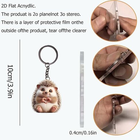 Acrylic Heart Hedgehog Keychain - Cute Hedgehog Making Heart Key Ring for Keys, Bags, Cars | Ideal Gift for Animal Lovers/YSK-62 in Saudi Arabia