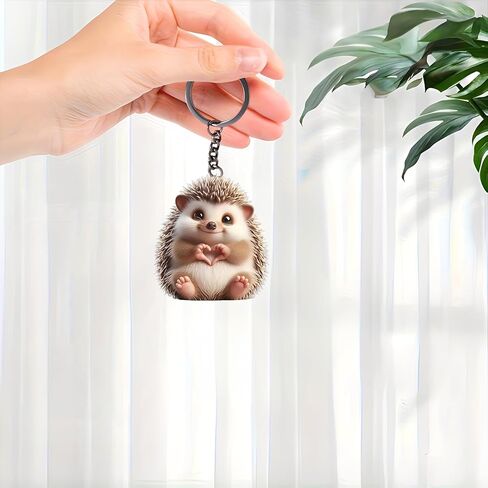 Acrylic Heart Hedgehog Keychain - Cute Hedgehog Making Heart Key Ring for Keys, Bags, Cars | Ideal Gift for Animal Lovers/YSK-62 in Saudi Arabia