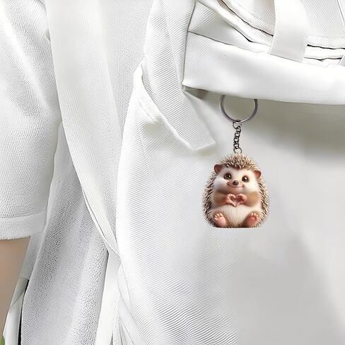Acrylic Heart Hedgehog Keychain - Cute Hedgehog Making Heart Key Ring for Keys, Bags, Cars | Ideal Gift for Animal Lovers/YSK-62 in Saudi Arabia